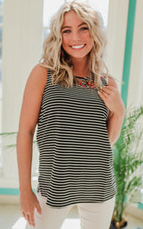striped embroidered tank 