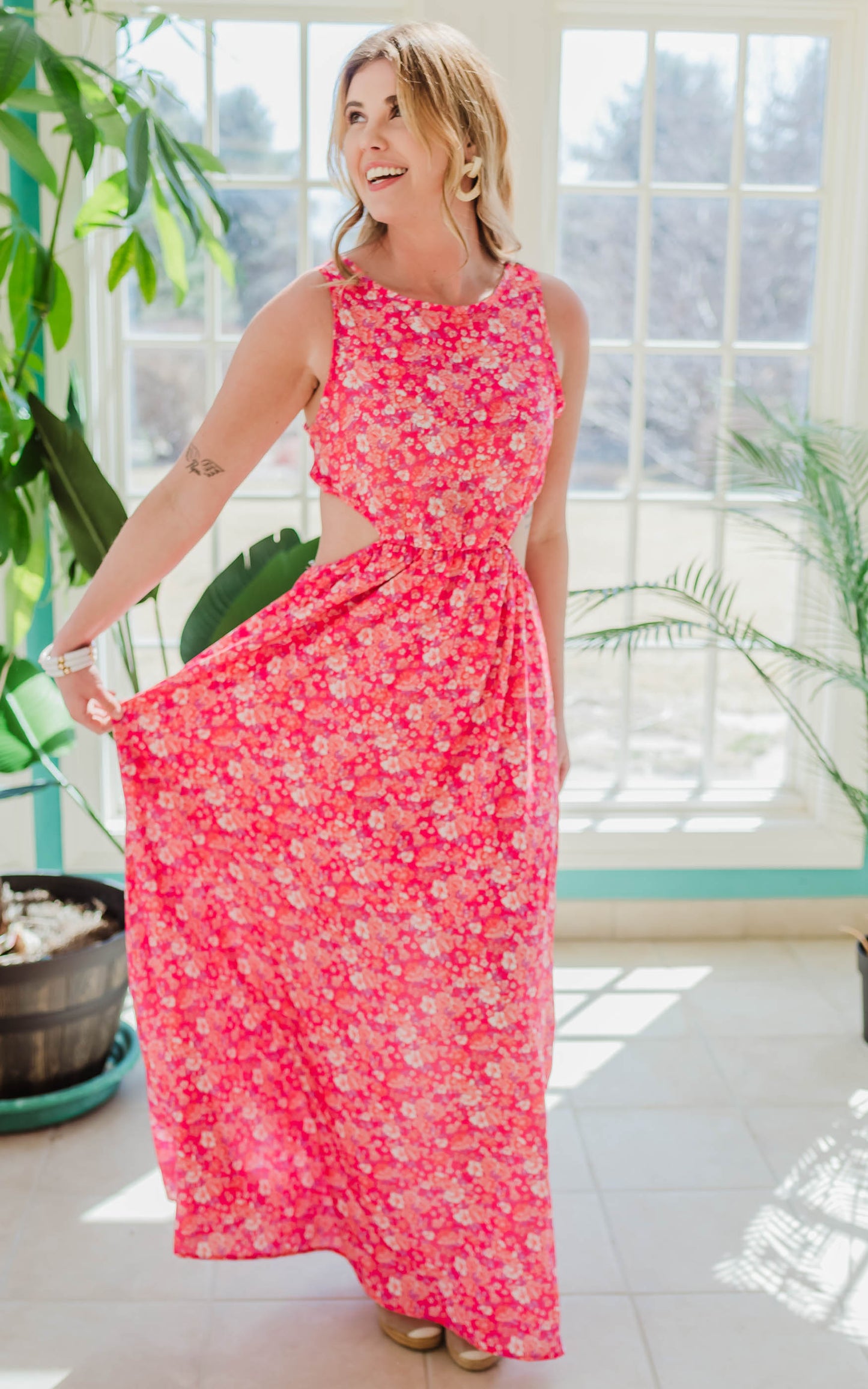 Pretty In Pink Floral Dress - Final Sale