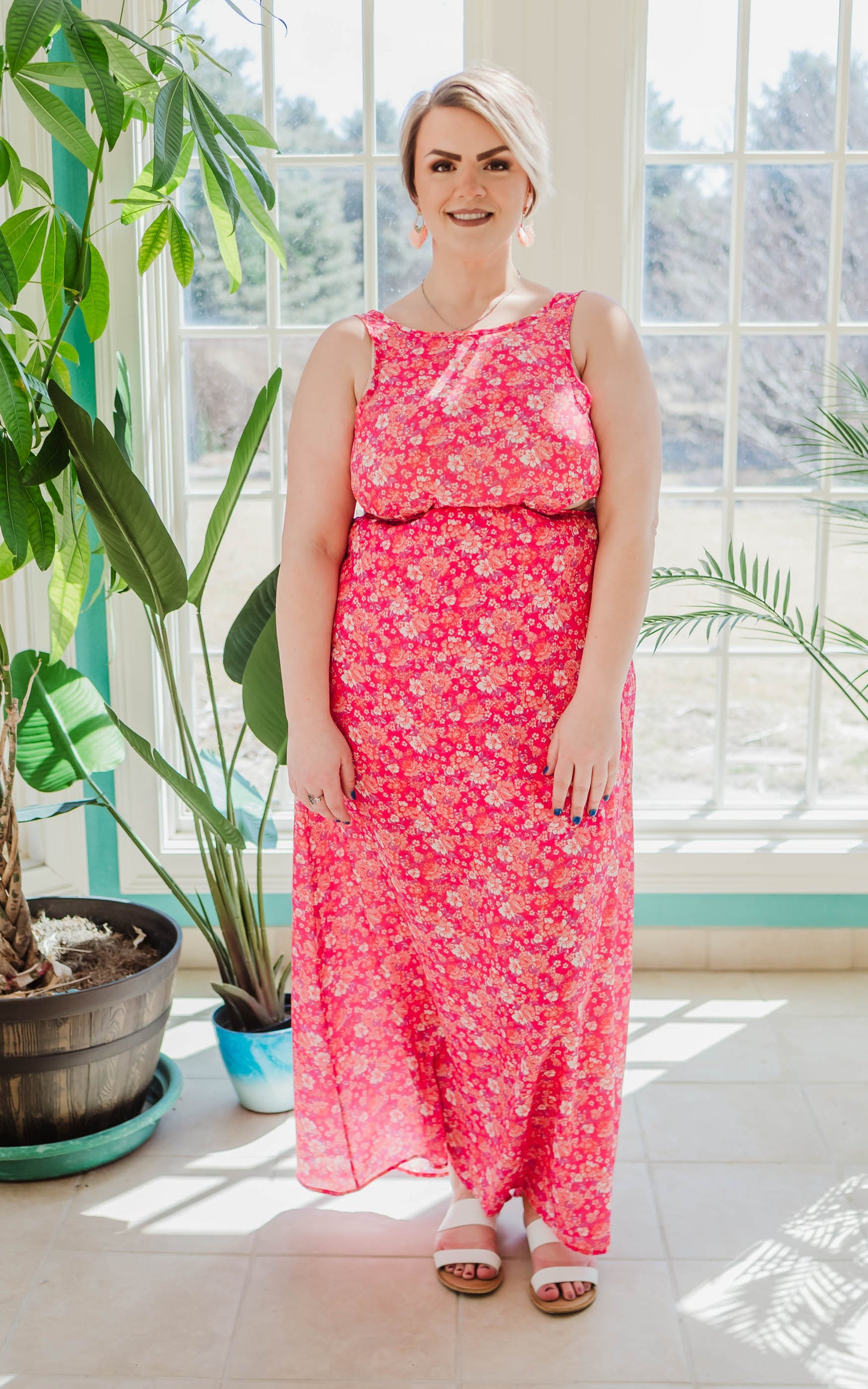 bright pink floral dresses