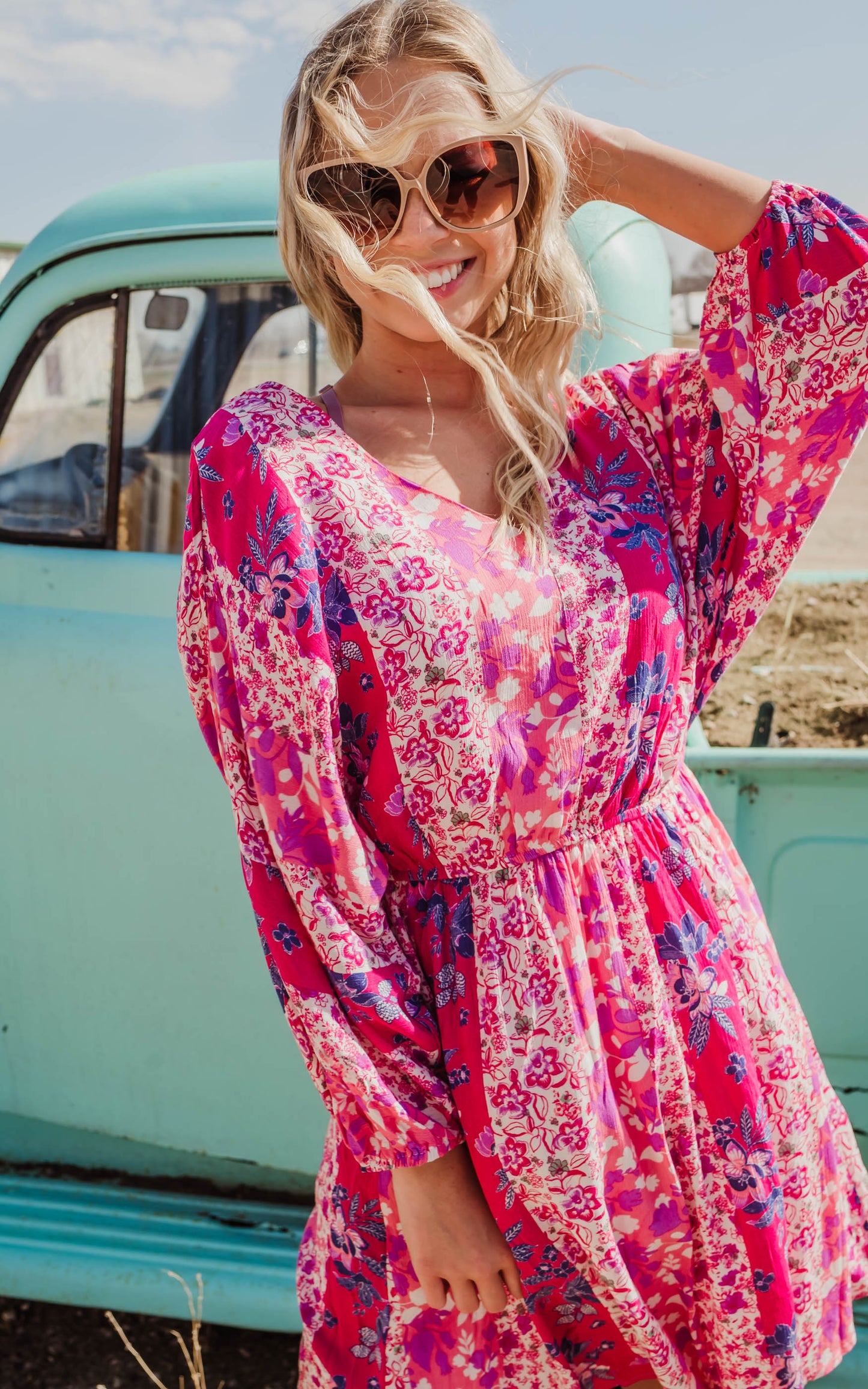 pink floral dress