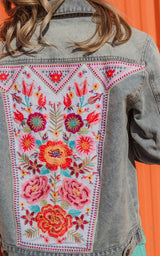embroidered denim jacket by andree 