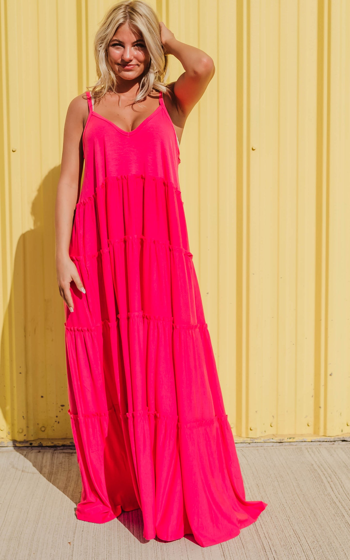 hot pink maxi dress