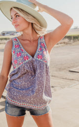 embroidered tank top