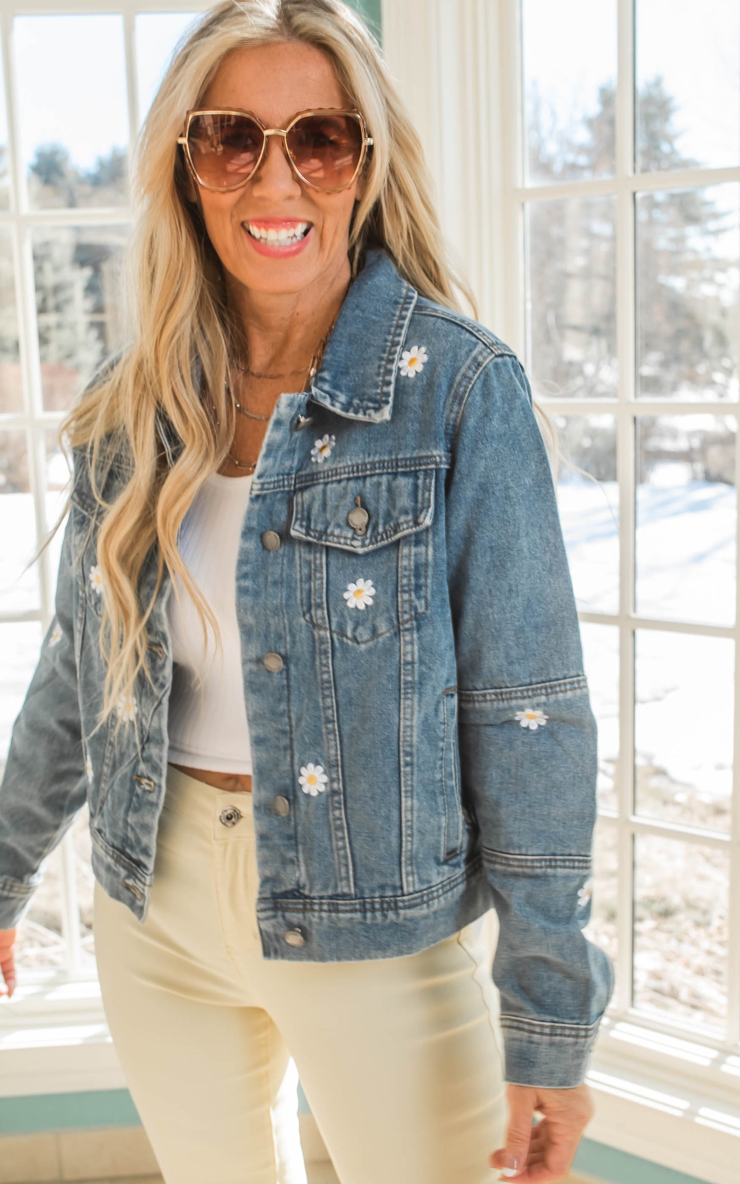 Daisy Embroidered Denim Jacket