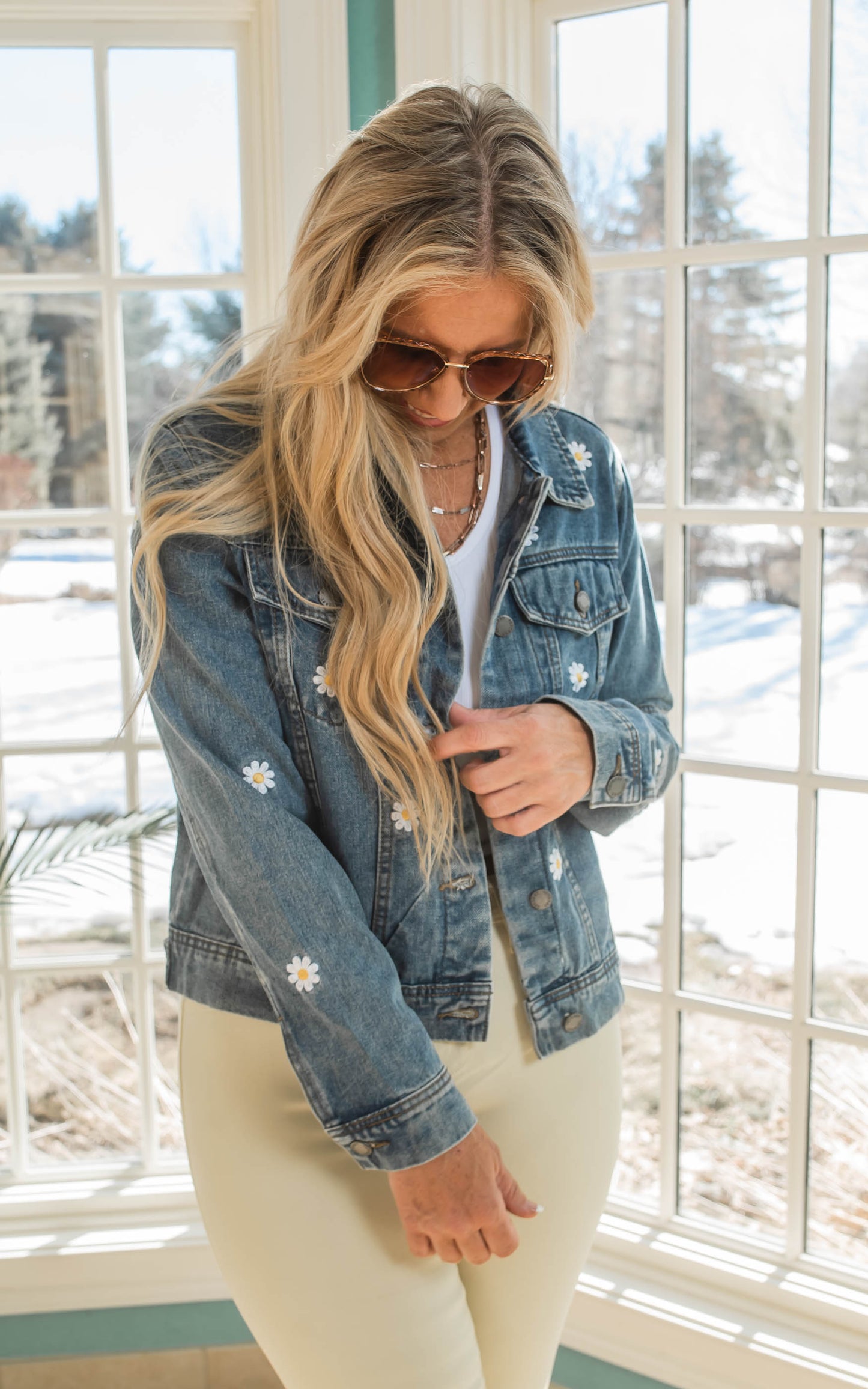 Daisy Embroidered Denim Jacket