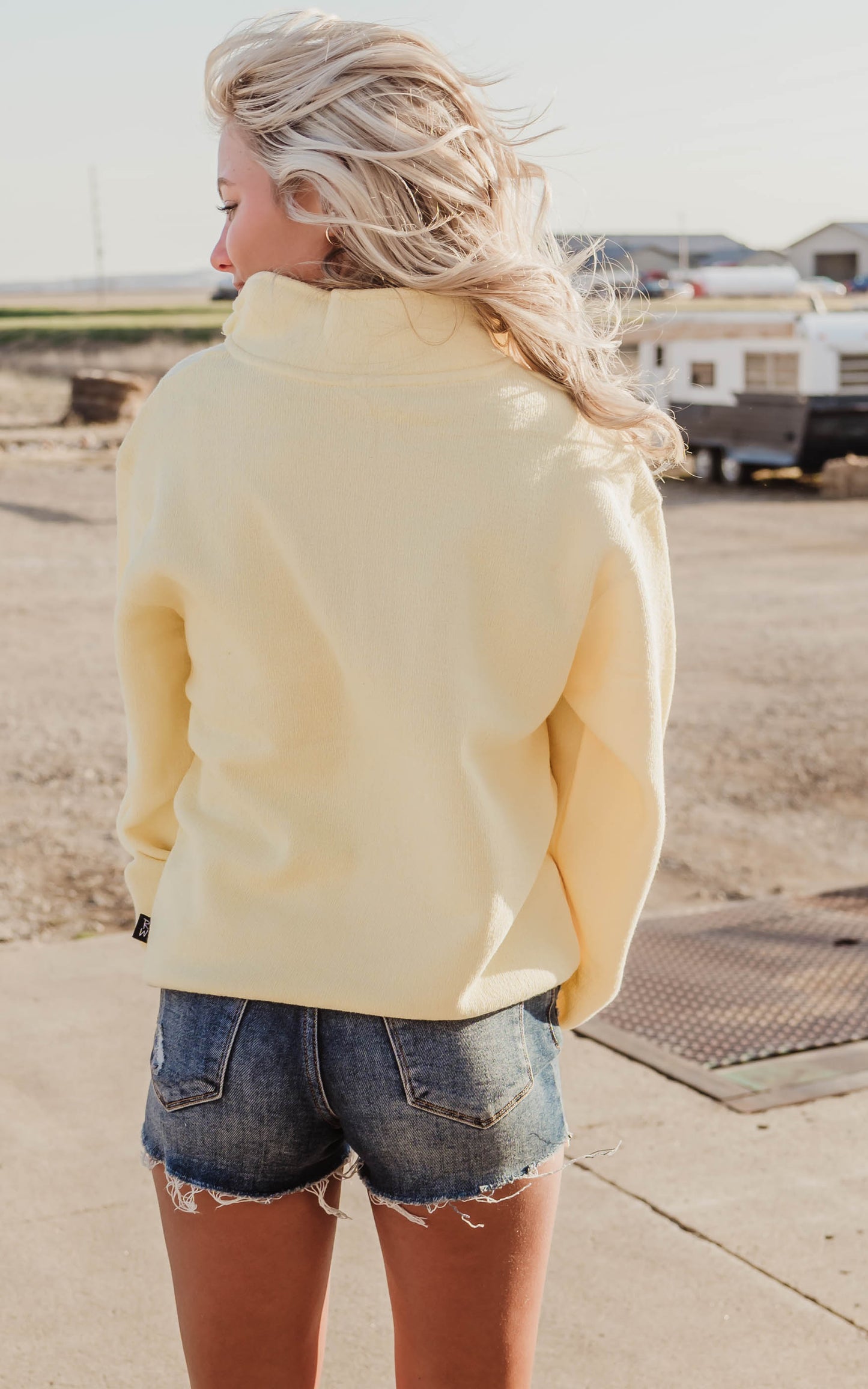 yellow mock neck sweatshirt 