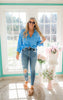 blue button down blouse 