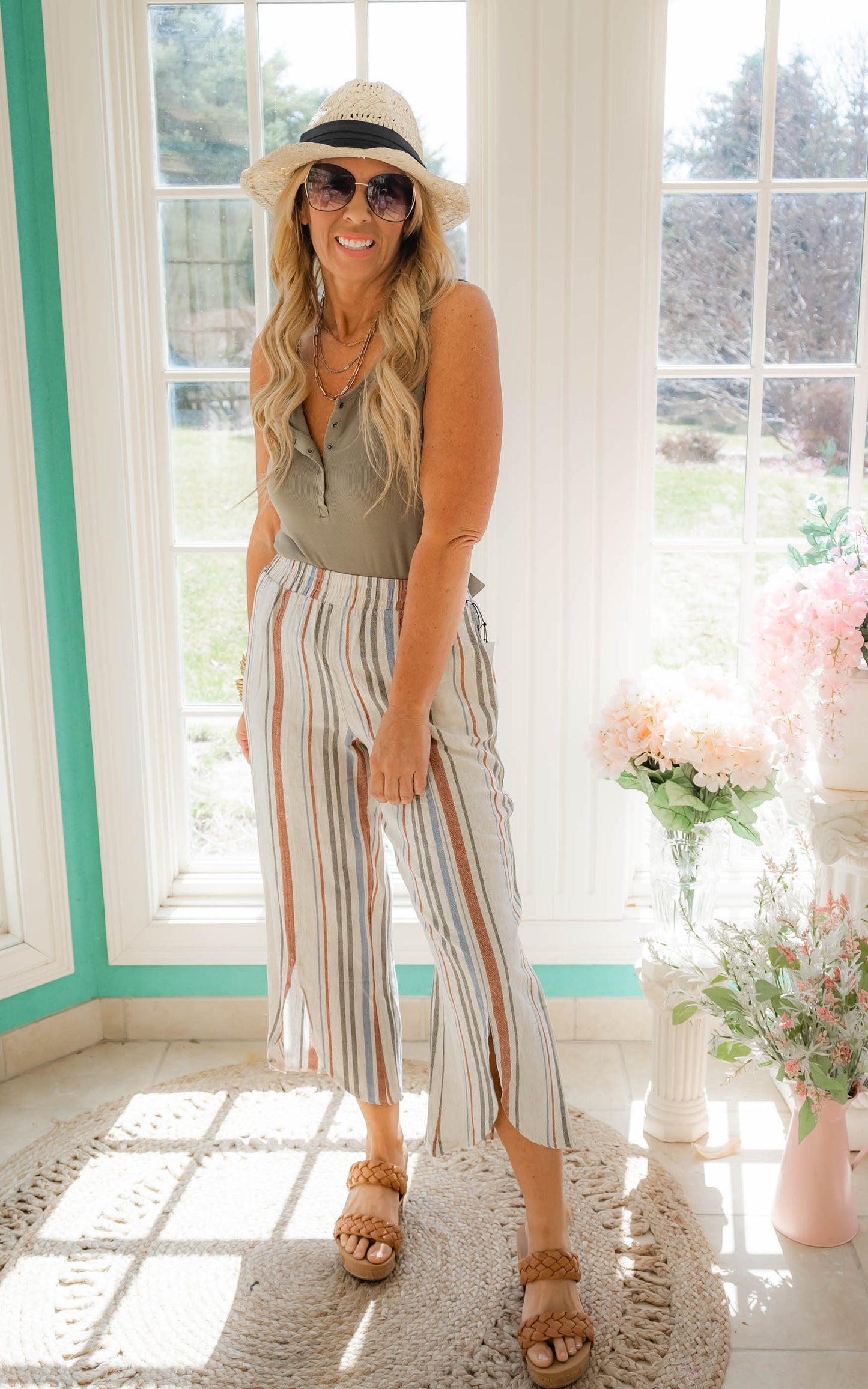 striped linen pants 