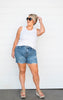 high rise cut off shorts 