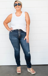 High Rise Skinny Straight Jeans - Kan Can - Final Sale