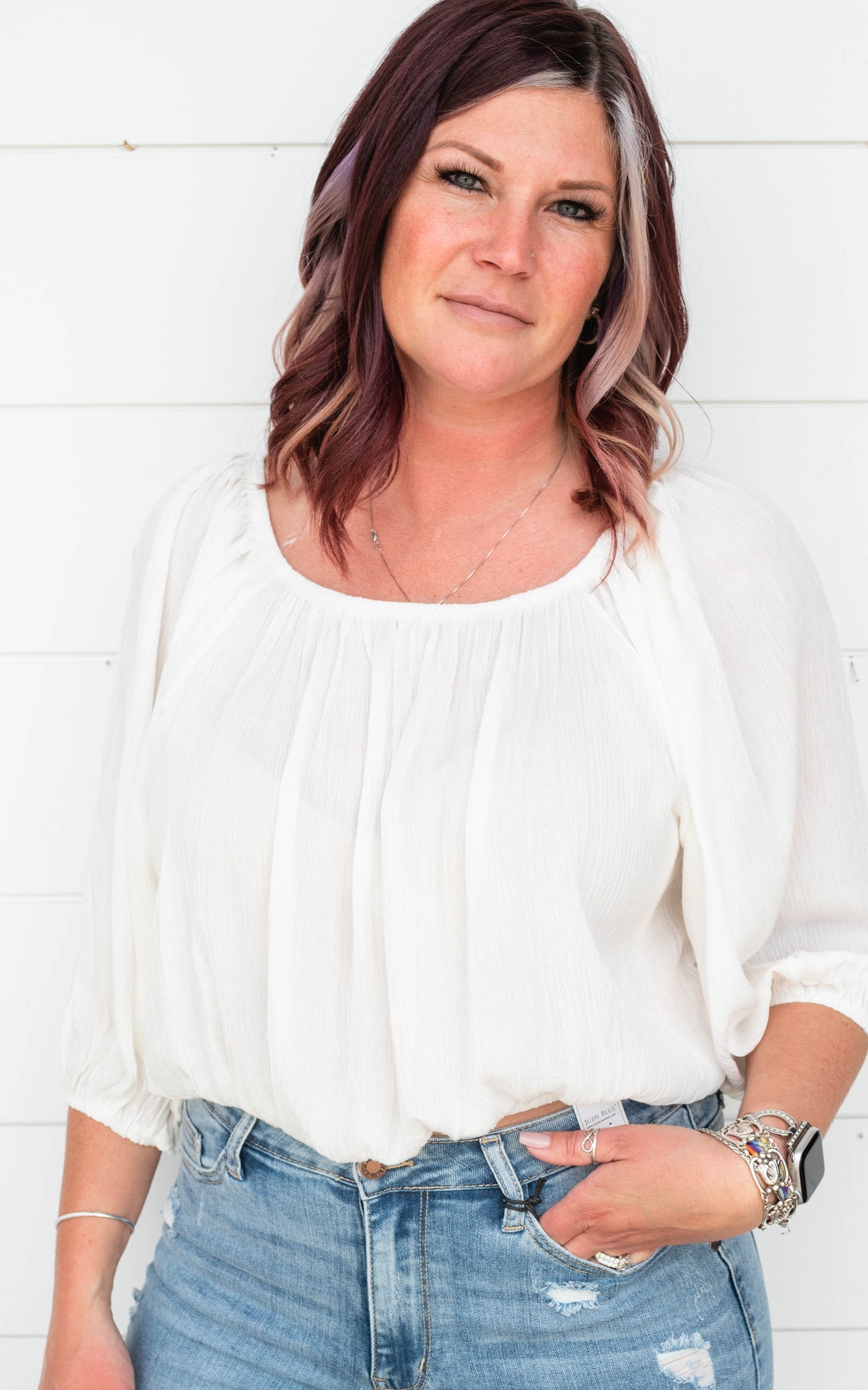 white off the shoulder blouse 