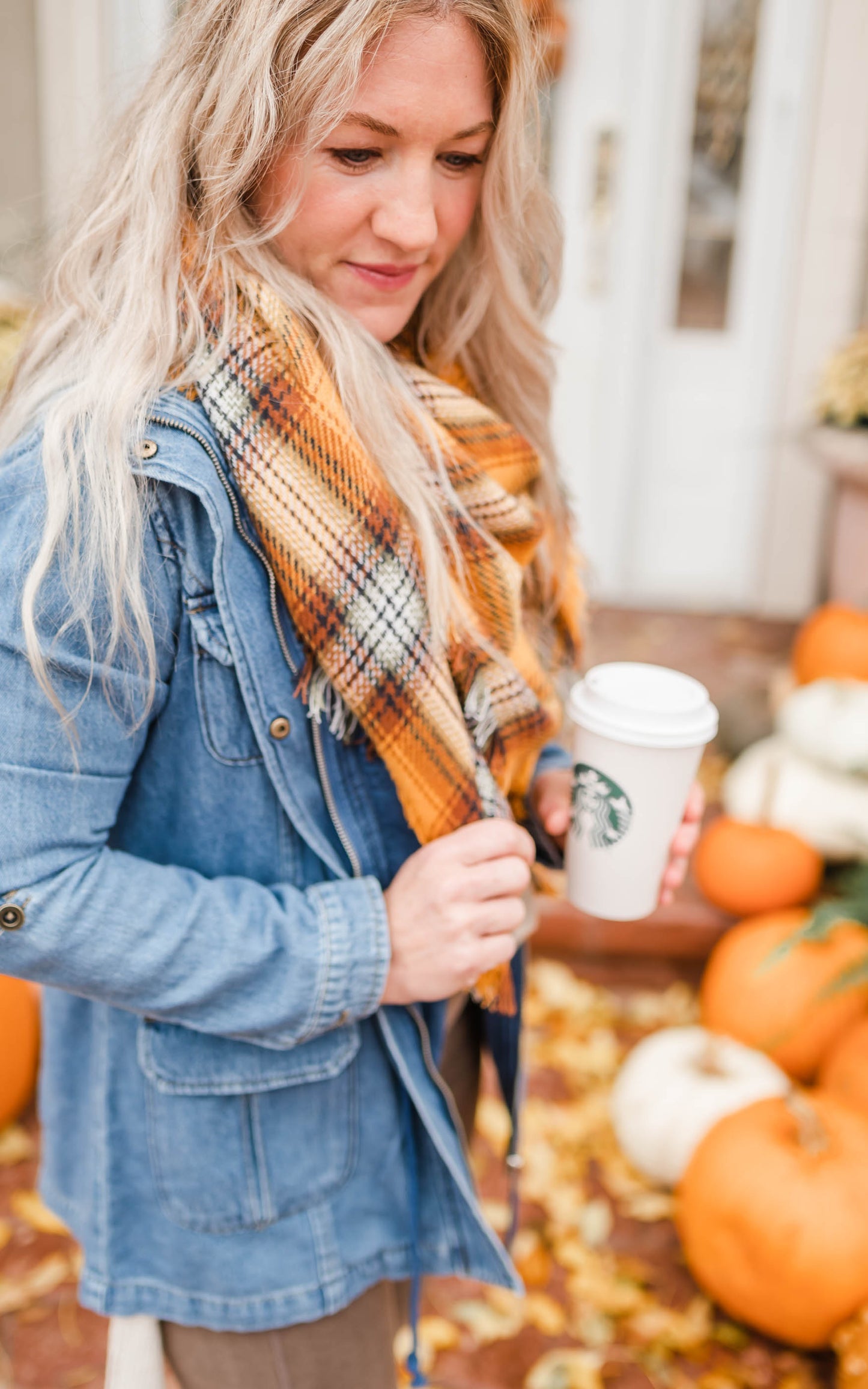 Plaid Blanket Scarf - Mustard - Final Sale