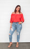 coral off the shoulder blouse 