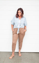 Chambray button up top with tie front