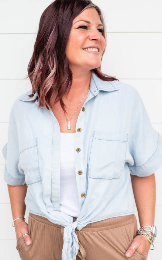 Chambray Button Up Top