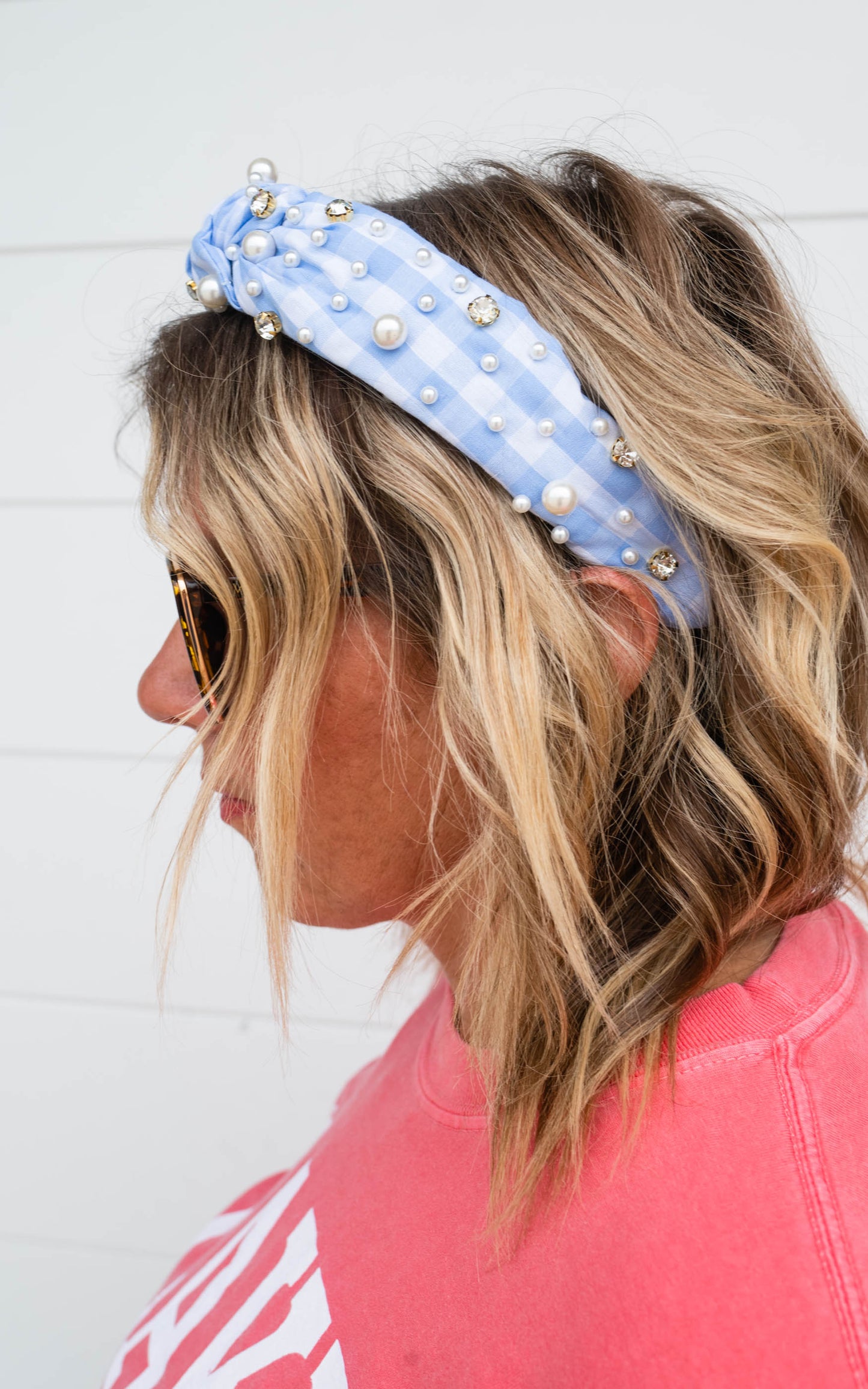 Gingham Rhinestone Headband - Final Sale