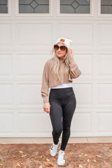 Mineral Wash Cropped Waffle Top - Final Sale