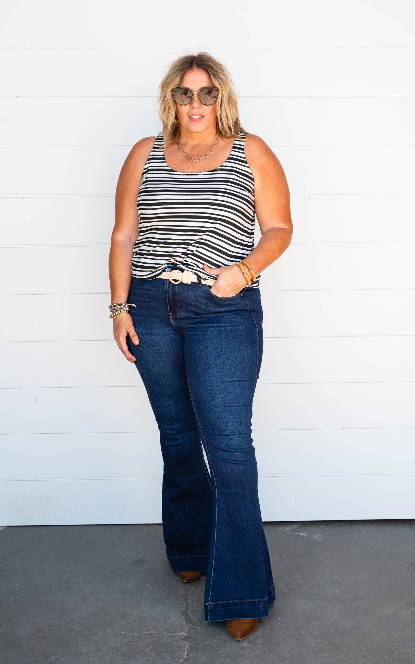 black and white striped tank 