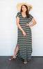 green maxi striped dress 