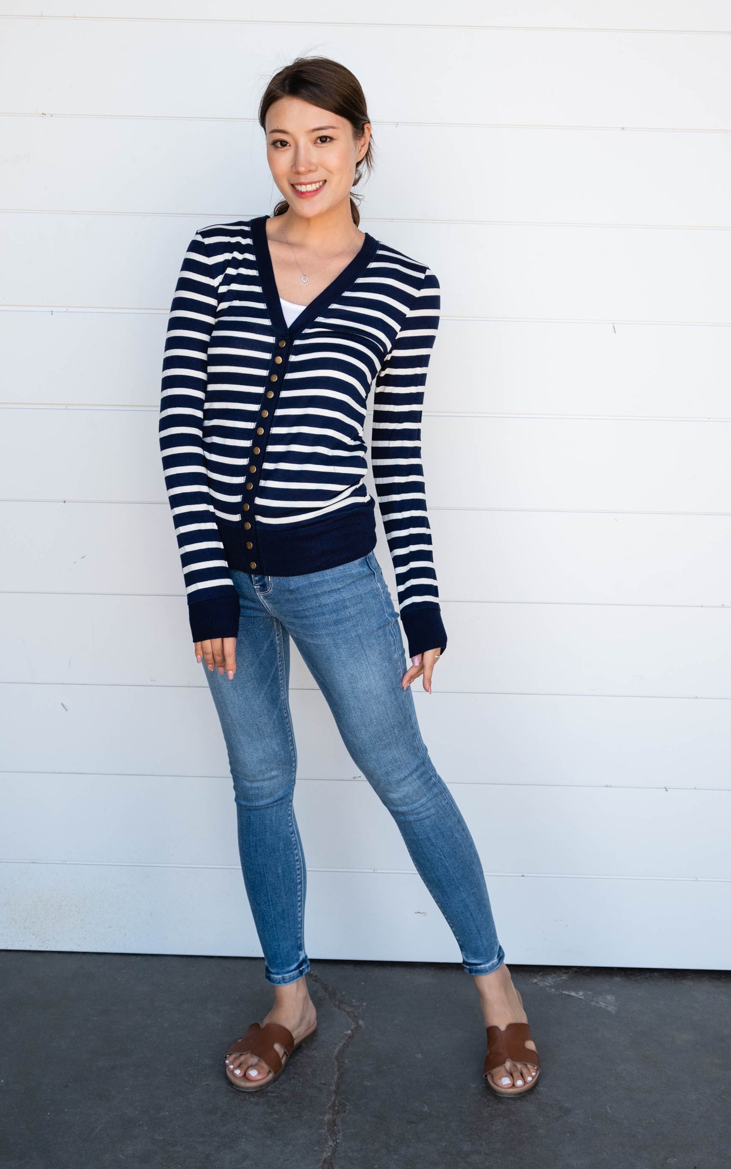 Striped Snap Front Cardigan - Part 1 - Final Sale*