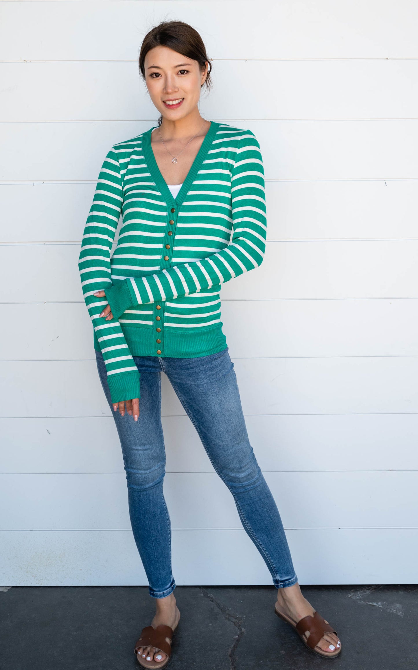 Striped Snap Front Cardigan - Part 1 - Final Sale*