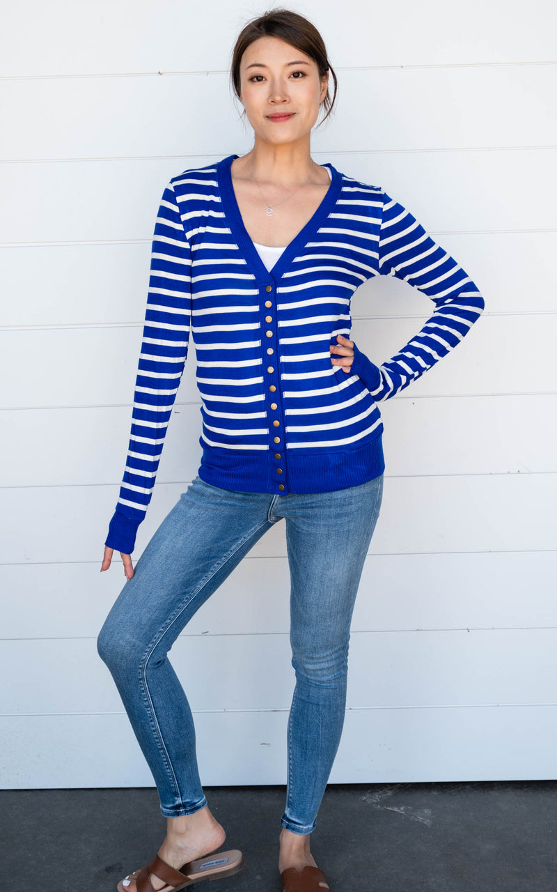 Striped Snap Front Cardigan - Part 1 - Final Sale*