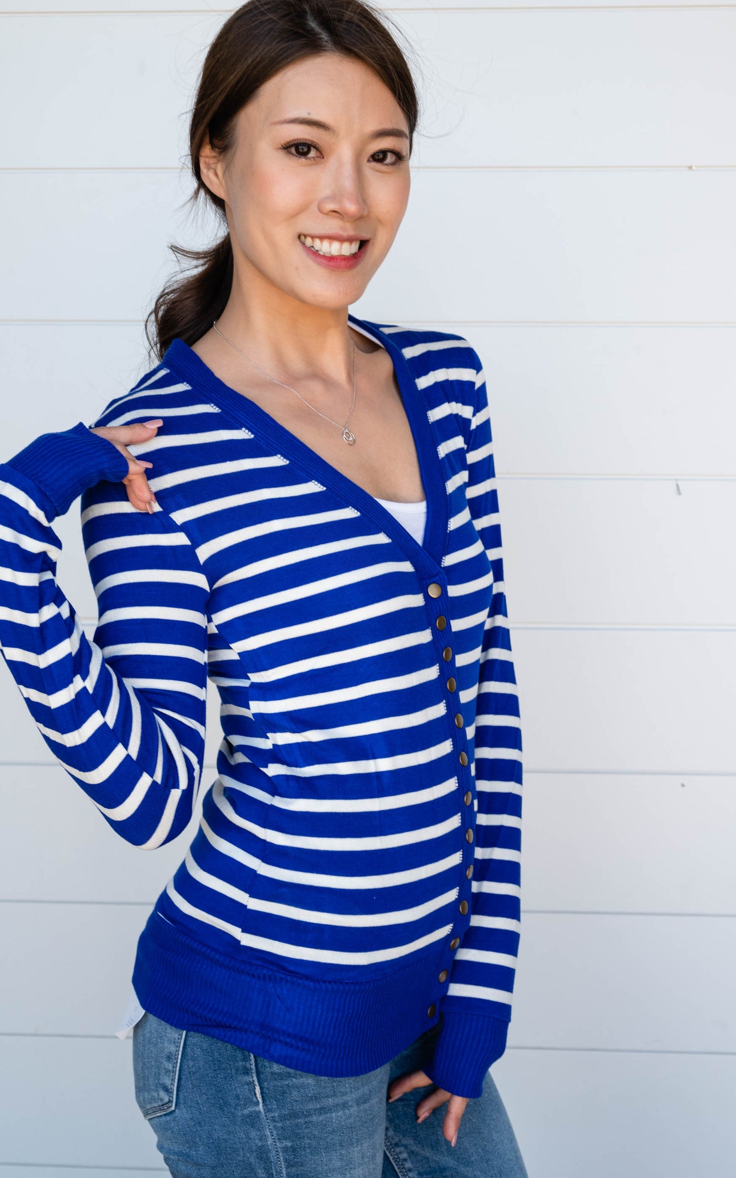 Striped Snap Front Cardigan - Part 1 - Final Sale*