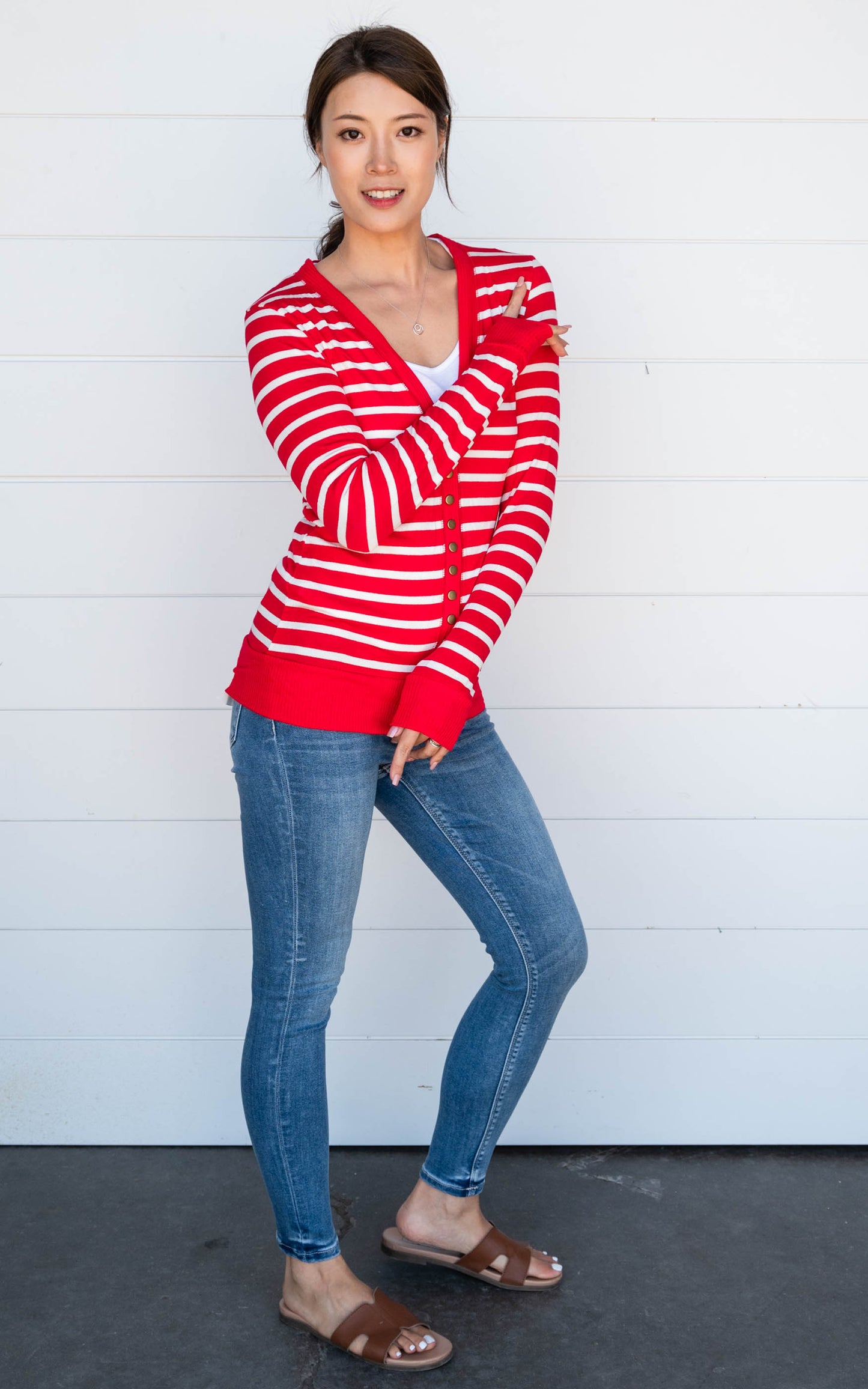 Striped Snap Front Cardigan - Part 1 - Final Sale*