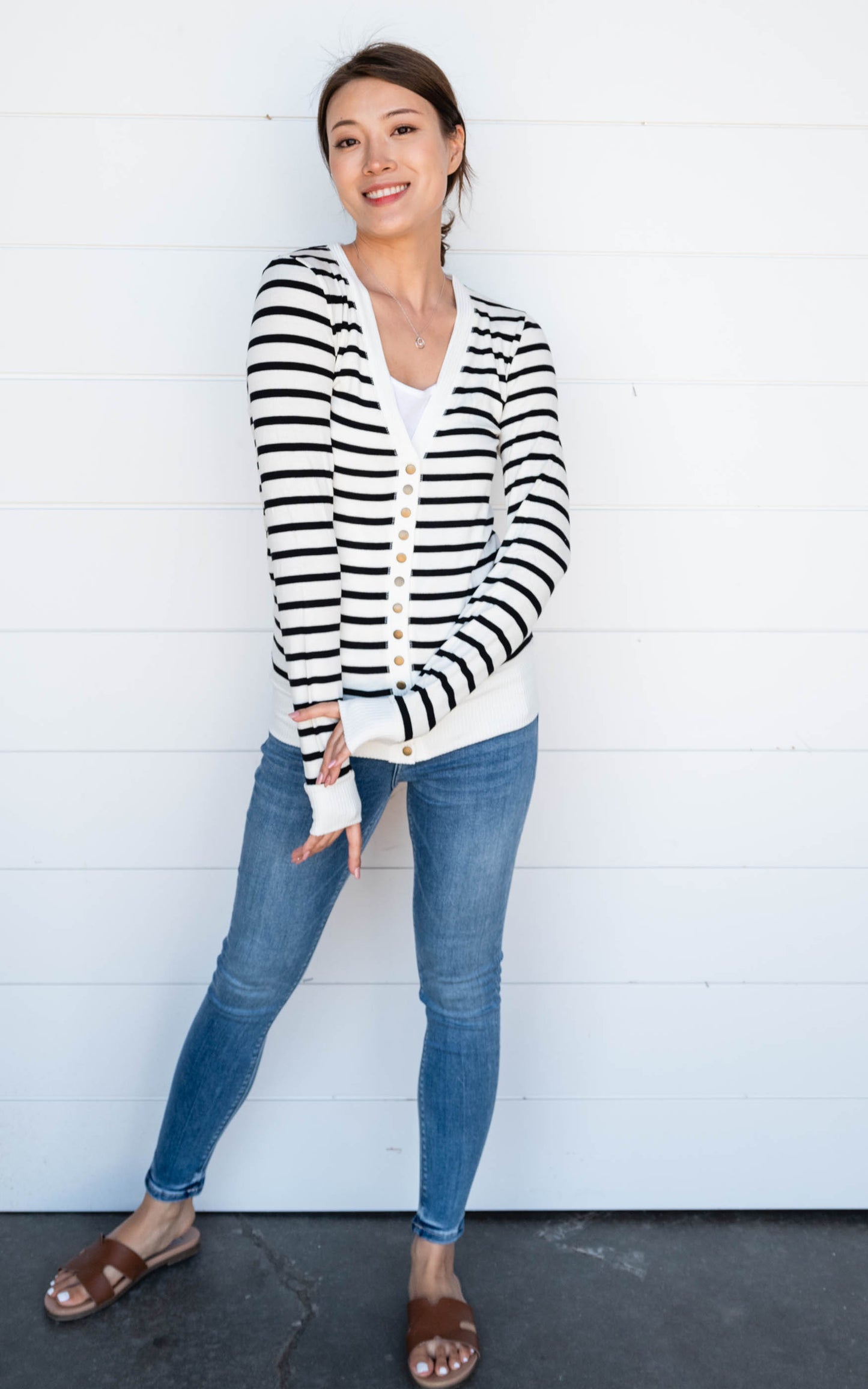 Striped Snap Front Cardigan - Part 1 - Final Sale*