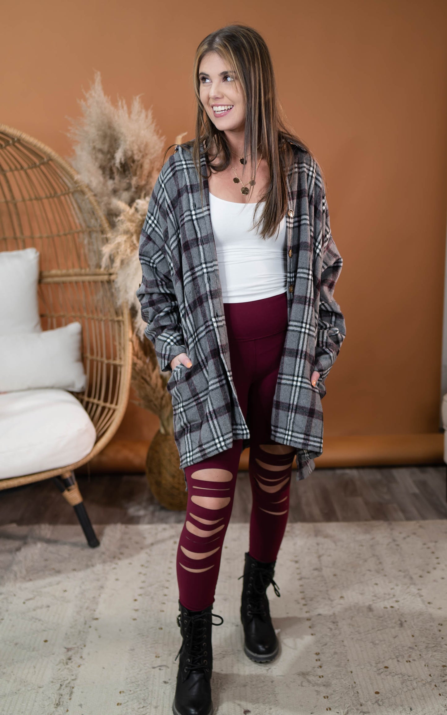 grey plaid flannel