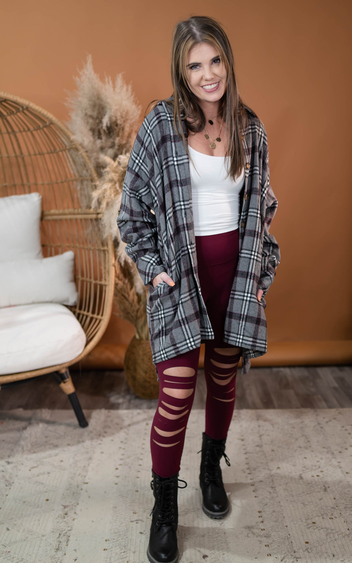 OVERSIZED PLAID SHIRT DRESS