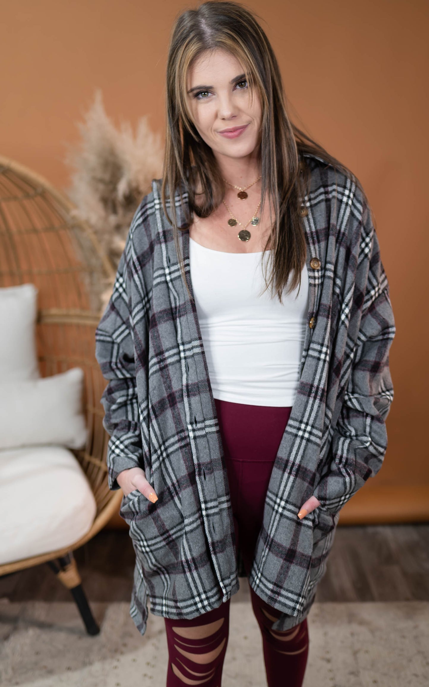 grey plaid oversized flannel 