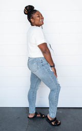 Mid Rise Lace Patch Skinny Jeans- Judy Blue - Final Sale