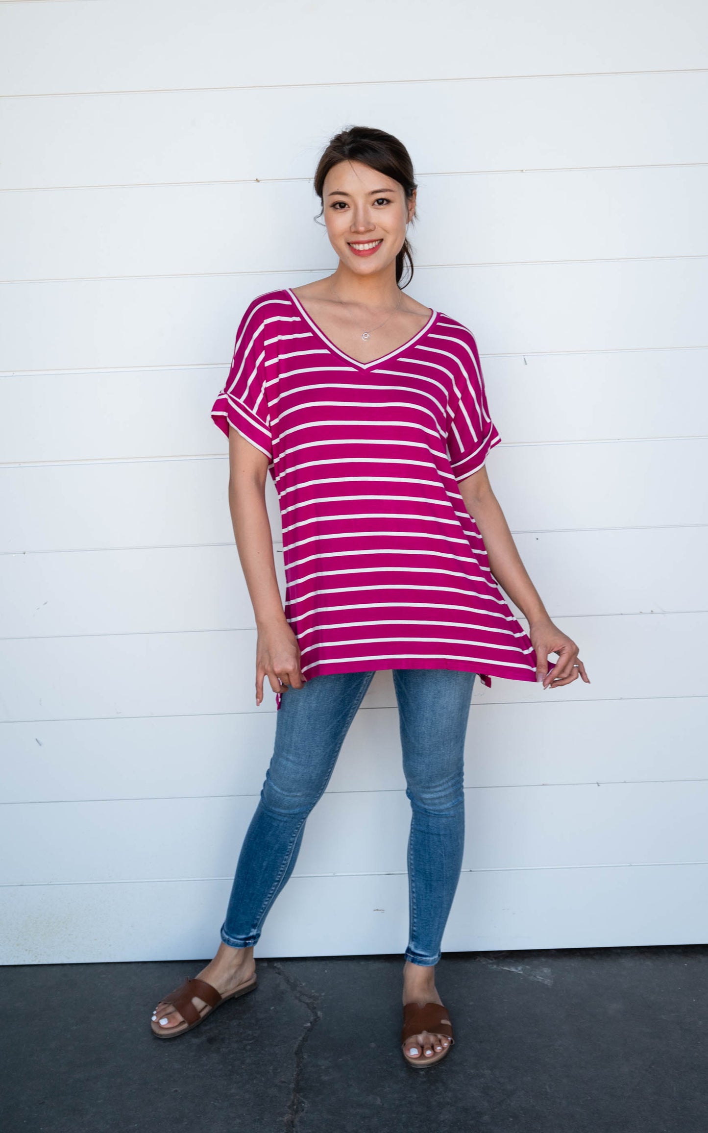 fuschia stripe top 