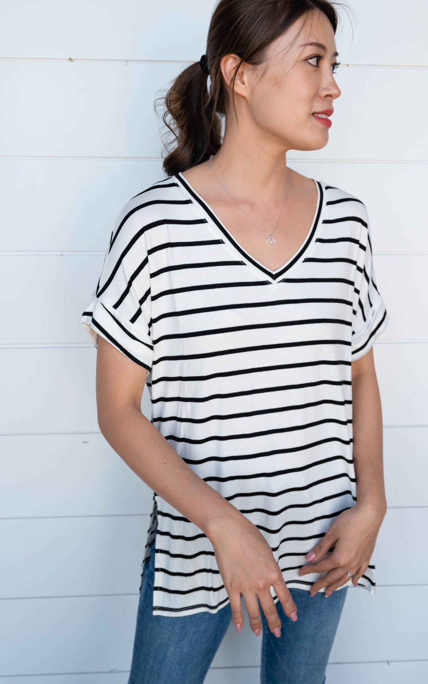 ivory stripe top 