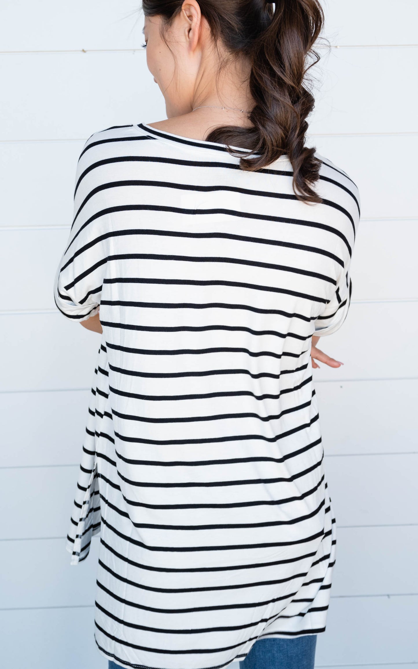 ivory black stripe top 