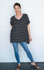 black v-neck stripe top 