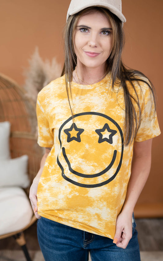 smile tie dye tee