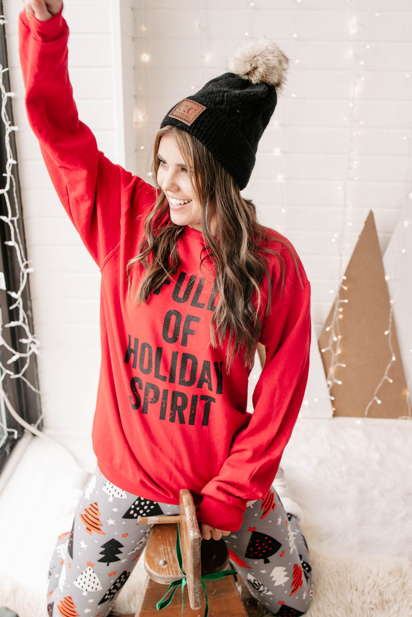 Full Of Holiday Spirt Crewneck Sweatshirt**