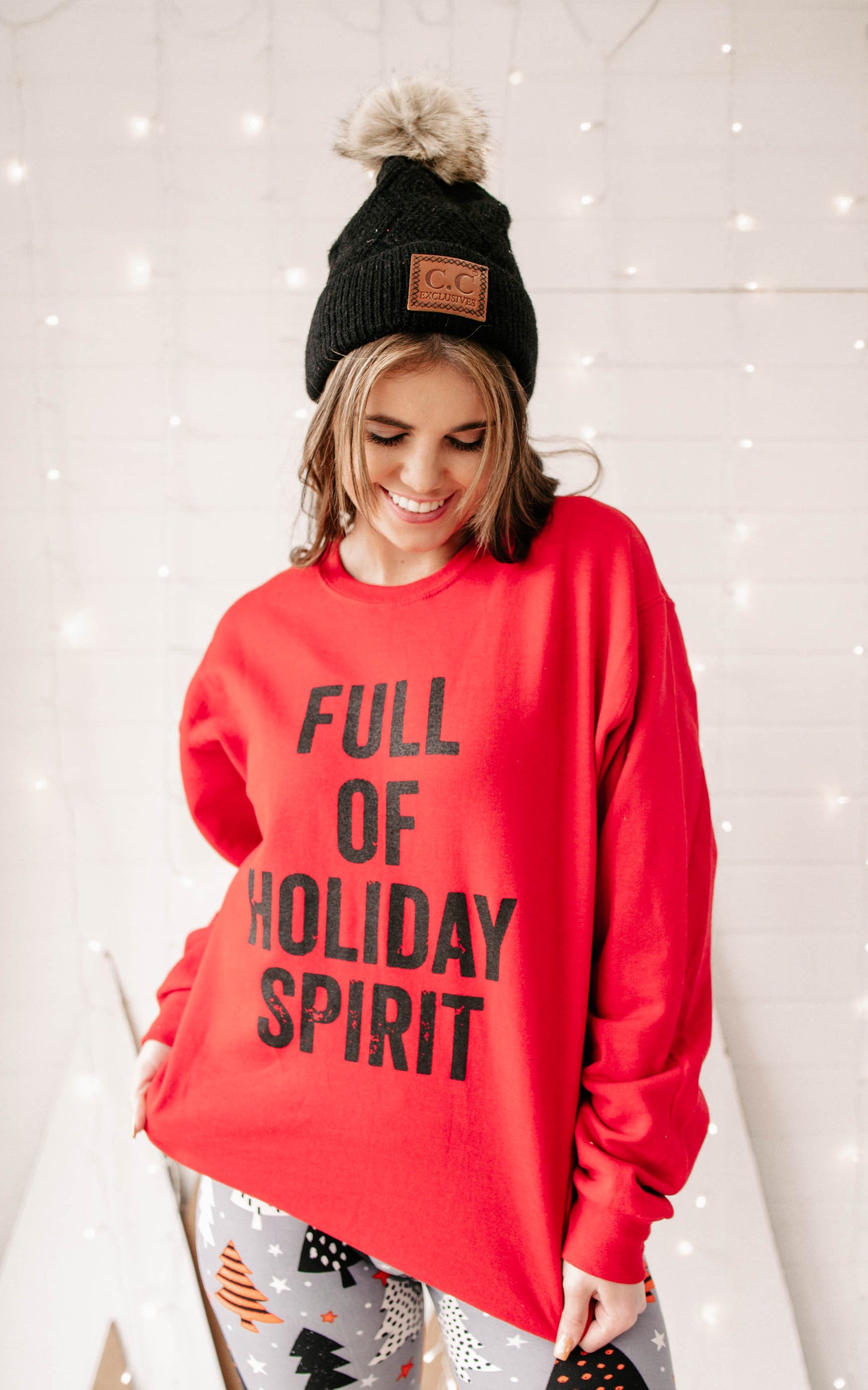 Full Of Holiday Spirt Crewneck Sweatshirt**