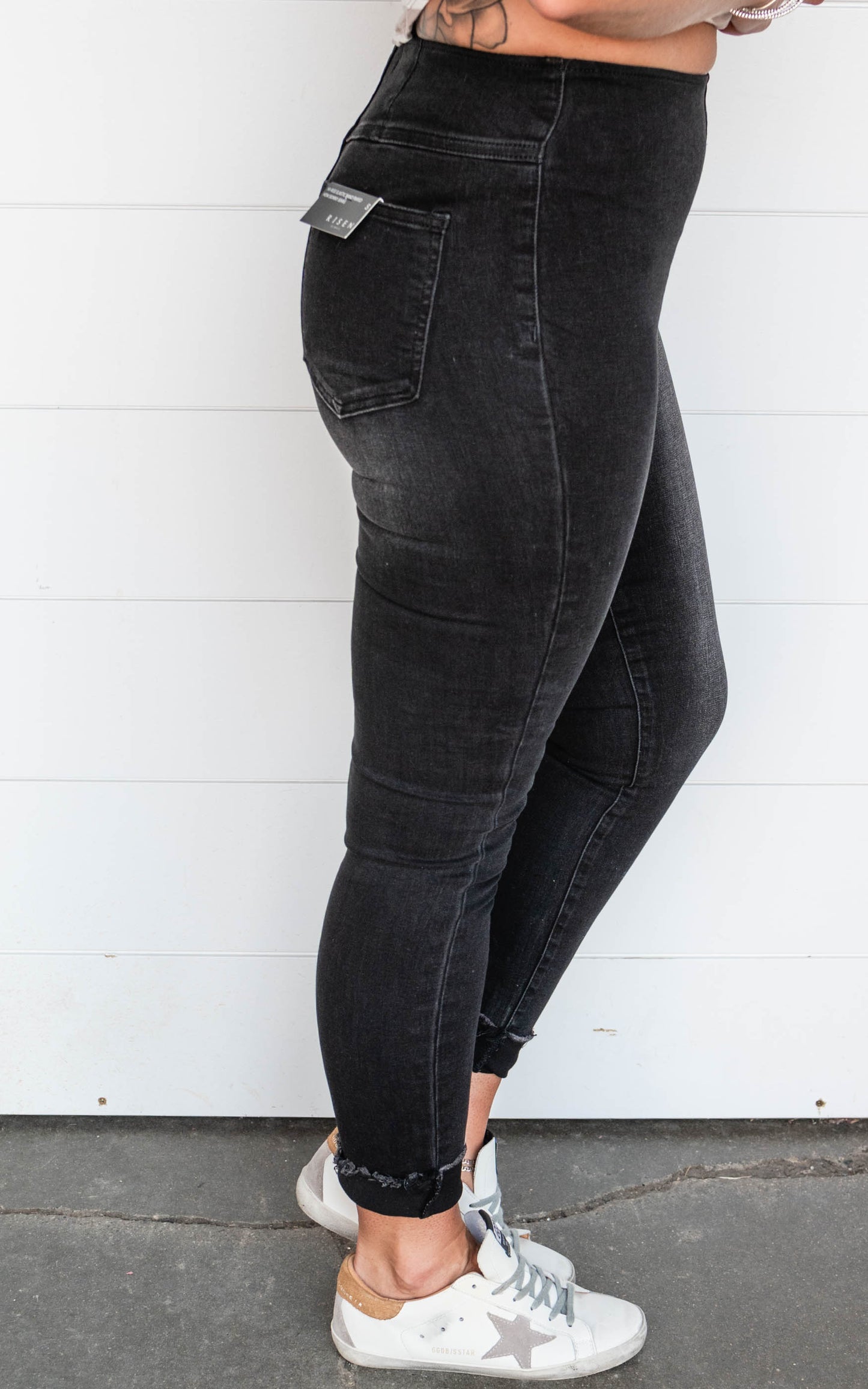 RISEN On the Go High Rise Elastic Waistband Skinny Jeggings - Final Sale