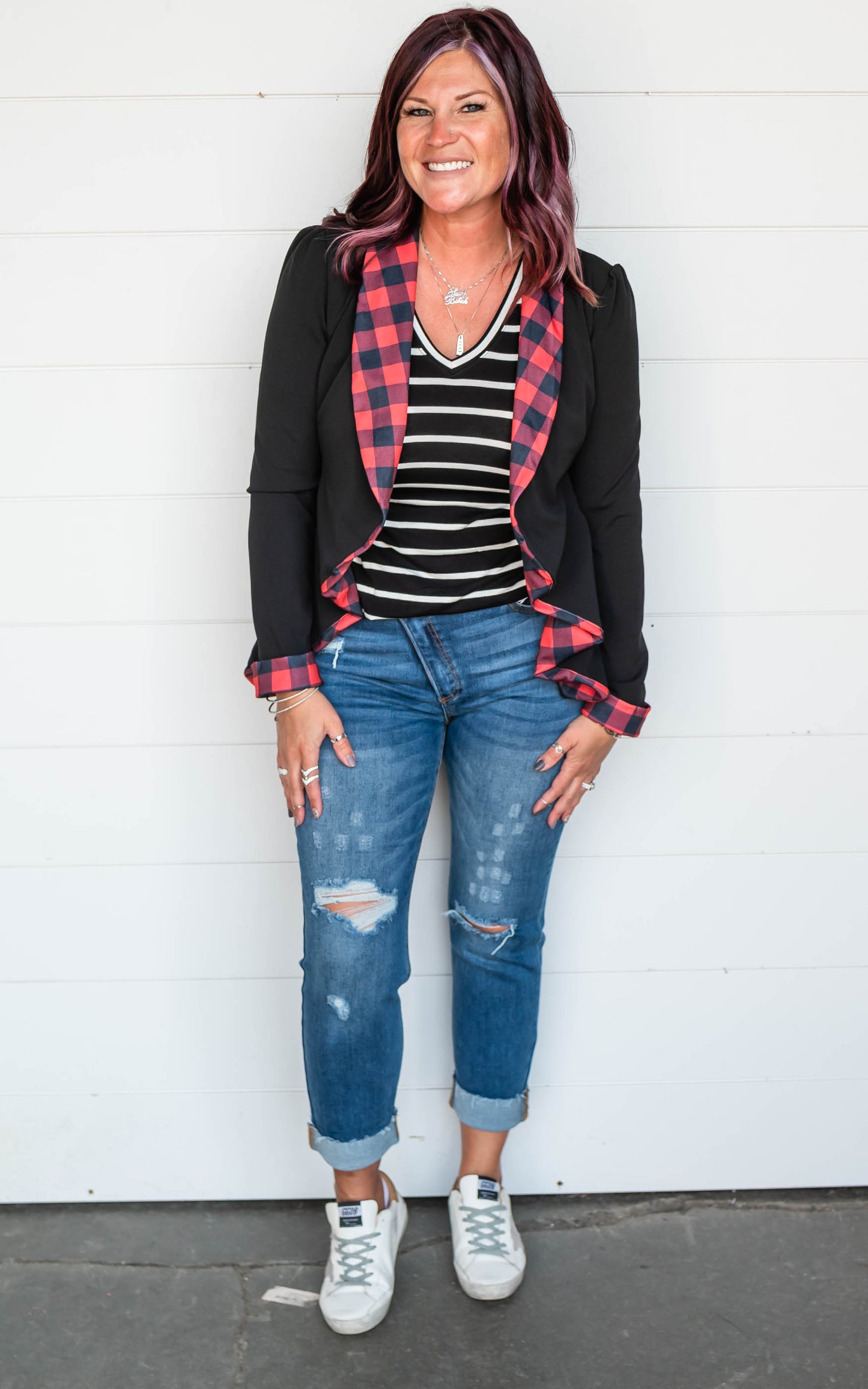 black buffalo plaid blazer 