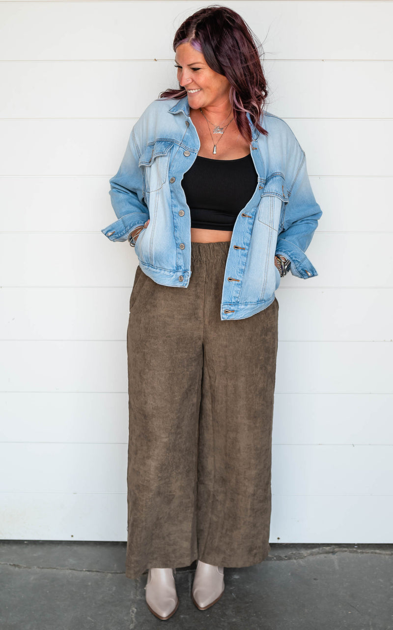 olive wide leg cords 
