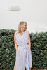 blue white stripe button up dress