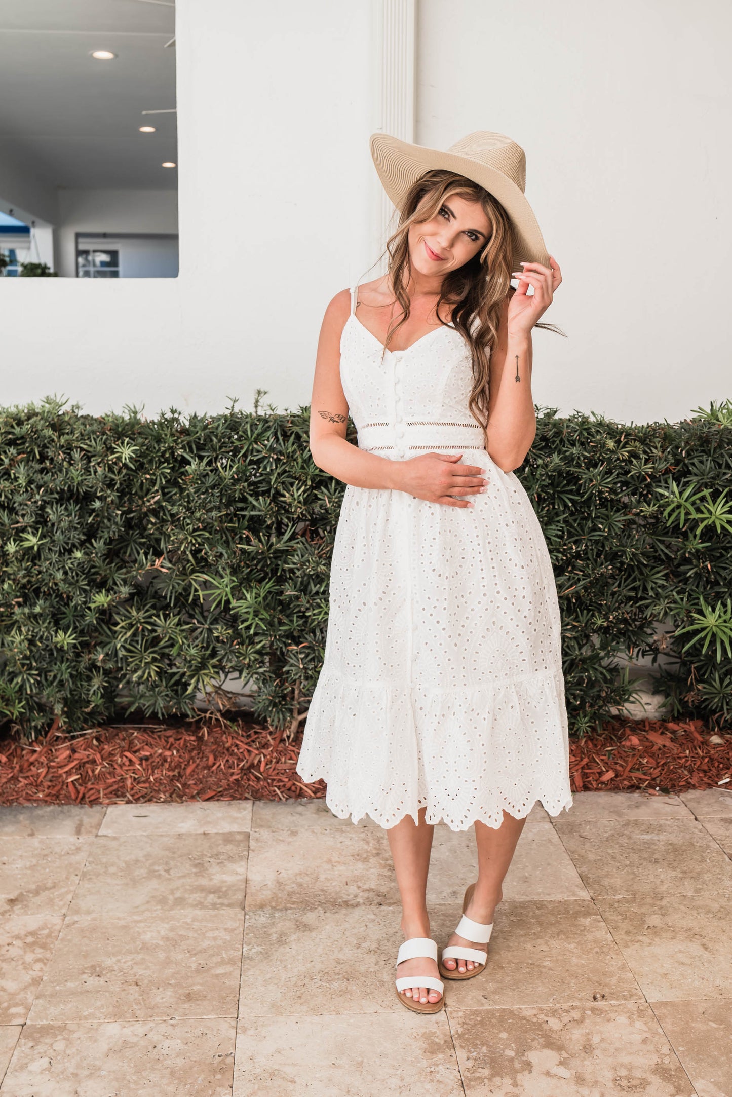 white eyelet dress