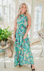 tropical green floral maxi dress