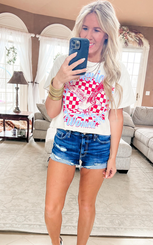 American Woman Crop Muscle Tee - Final Sale