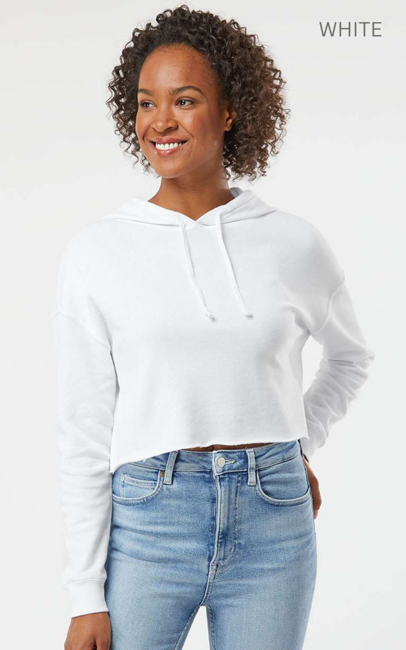 White Women’s Lightweight Crop Hooded Sweatshirt