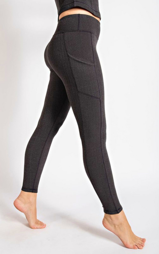 Rae Mode Rib Brushed High Rise Leggings with Pockets