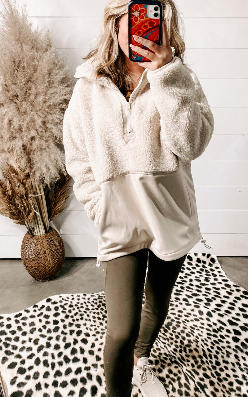 Quarter Zip Travel Half Fleece Pullover - Mono B - Final Sale